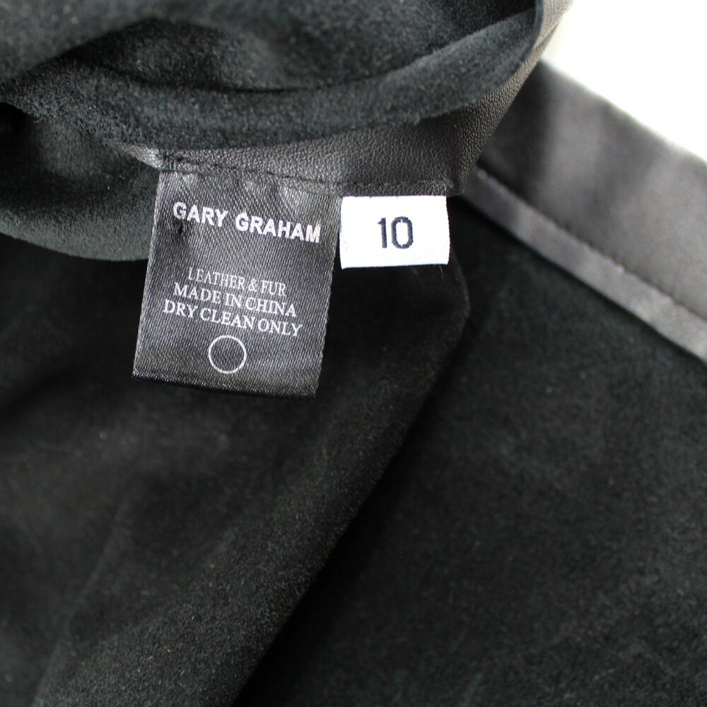 Gary Graham Black Leather Fur Side Slit Tunic Dress Sleeveless Avant Garde SZ 10 - Picture 13 of 16
